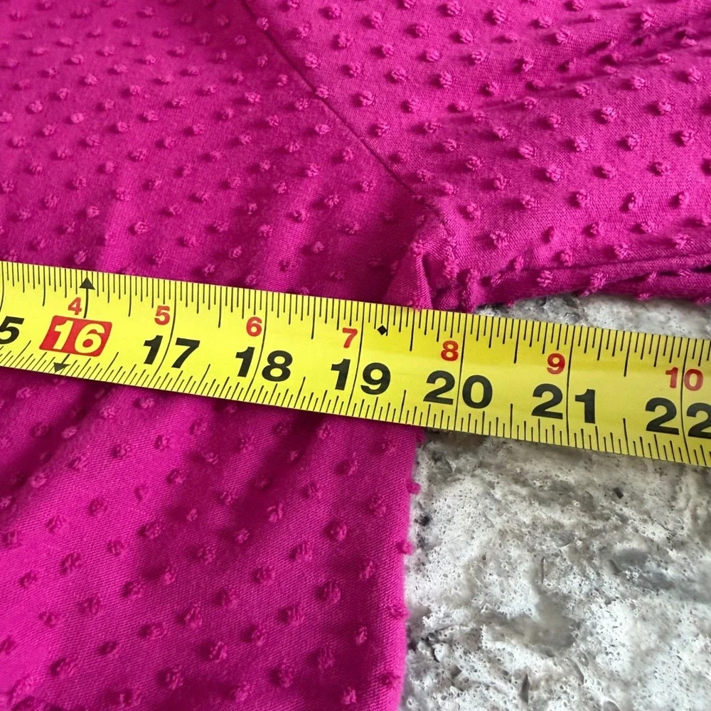 J. Crew Women's Swiss Dot Magenta Tiered Puff Sleeve Dress Size Extra Large - Picture 10 of 14